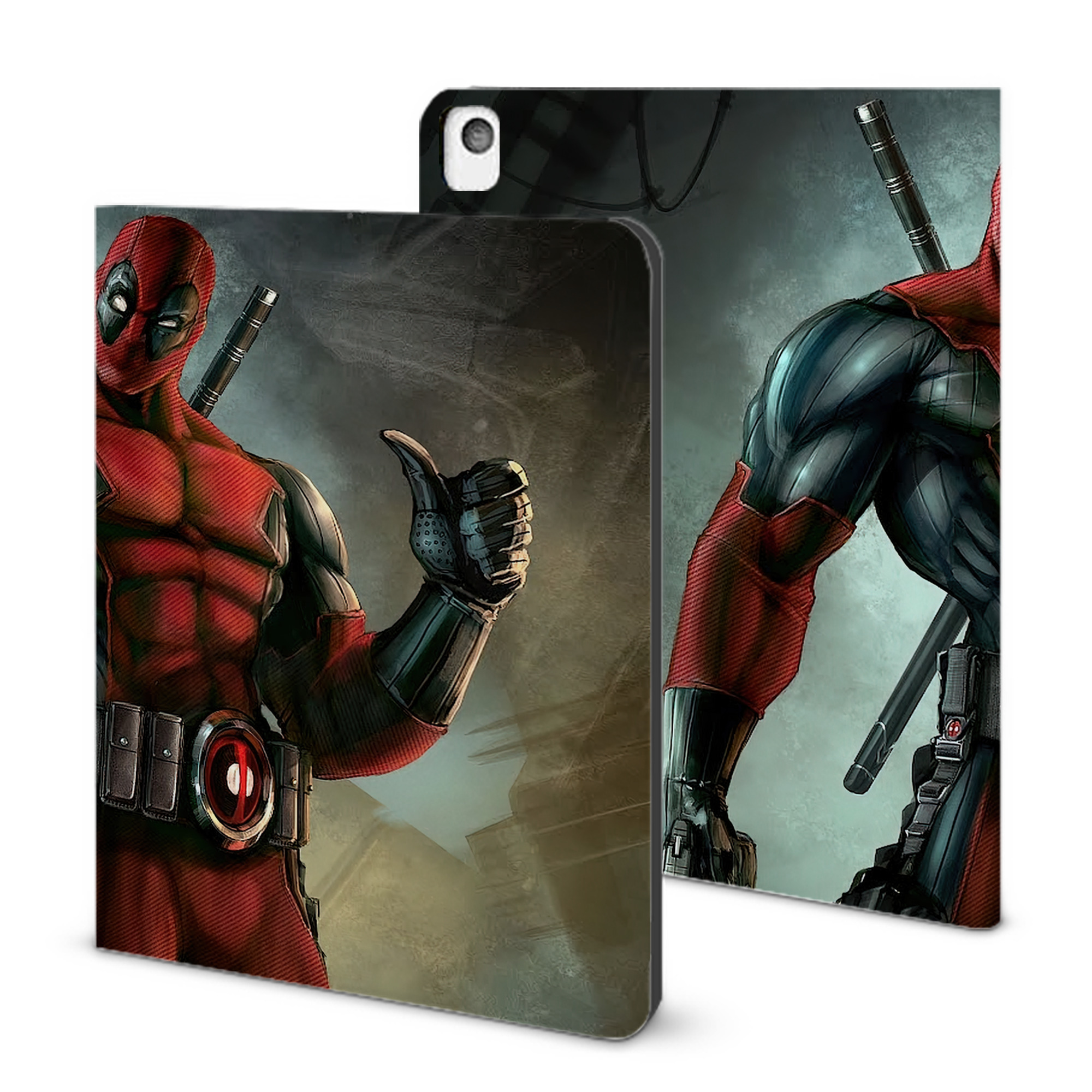 （画像用） Deadpool デッドプール IPadケース ペンホルダー付き ブックスタイルデザイン